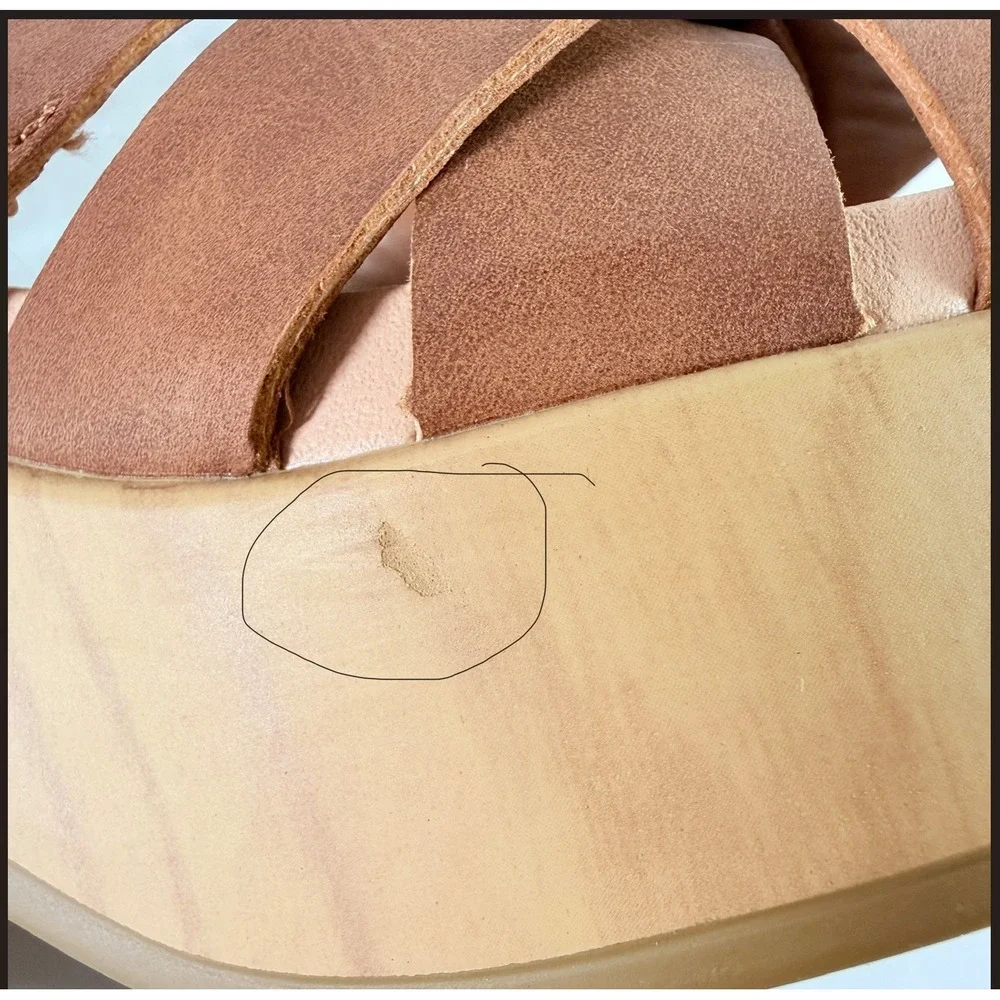 Dr. Scholl's Blissful Platform Heeled Sandal Brown Faux Leather Womens 9.5M